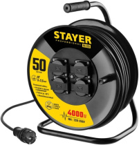 Электроудлинитель 50м, RX 325, 4000 Вт, 4 гнезда, IP44, КГ 3x2,5 кв мм, STAYER