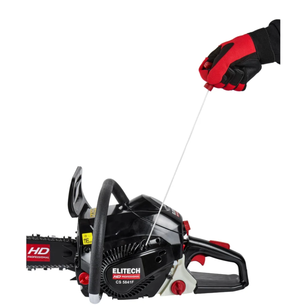 Пила цепная бензиновая Elitech CS 5841F (E1611.007.00) HD  58.1см3,3.0кВт\4.1л.с.,шина46см,3200-13500об\мин,шаг-3/8",паз-1,5мм,т\б-0,625л, 5.2 кг